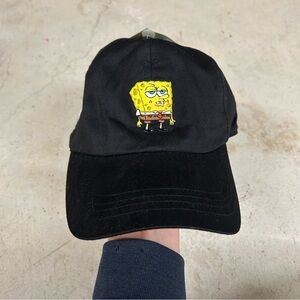 Vintage NWT 2003 Nickelodeon SpongeBob Viacom Embroidered Adjustable Hat Black